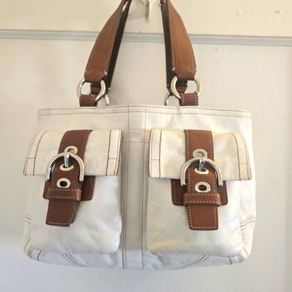 Coach Vintage Soho Double Buckle Cream & Brown Tote in Beautiful Condition! - Picture 1 of 12